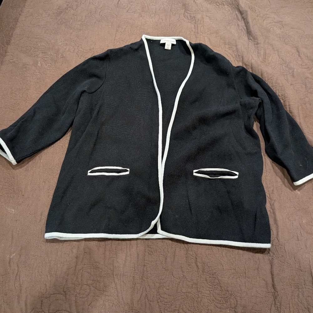 Coldwater Creek Ponte Blazer Black with Cream Trim Size 18